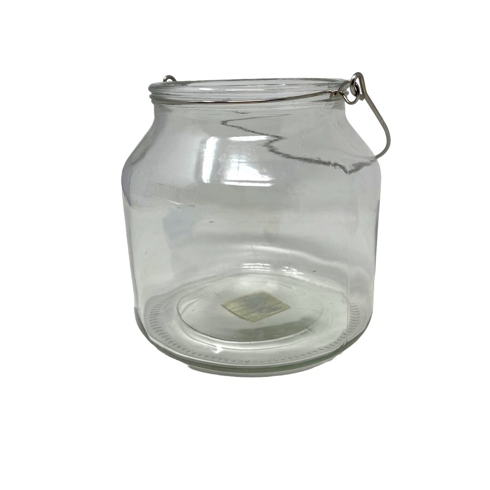 Medium Clear Open Glass Container with Handle